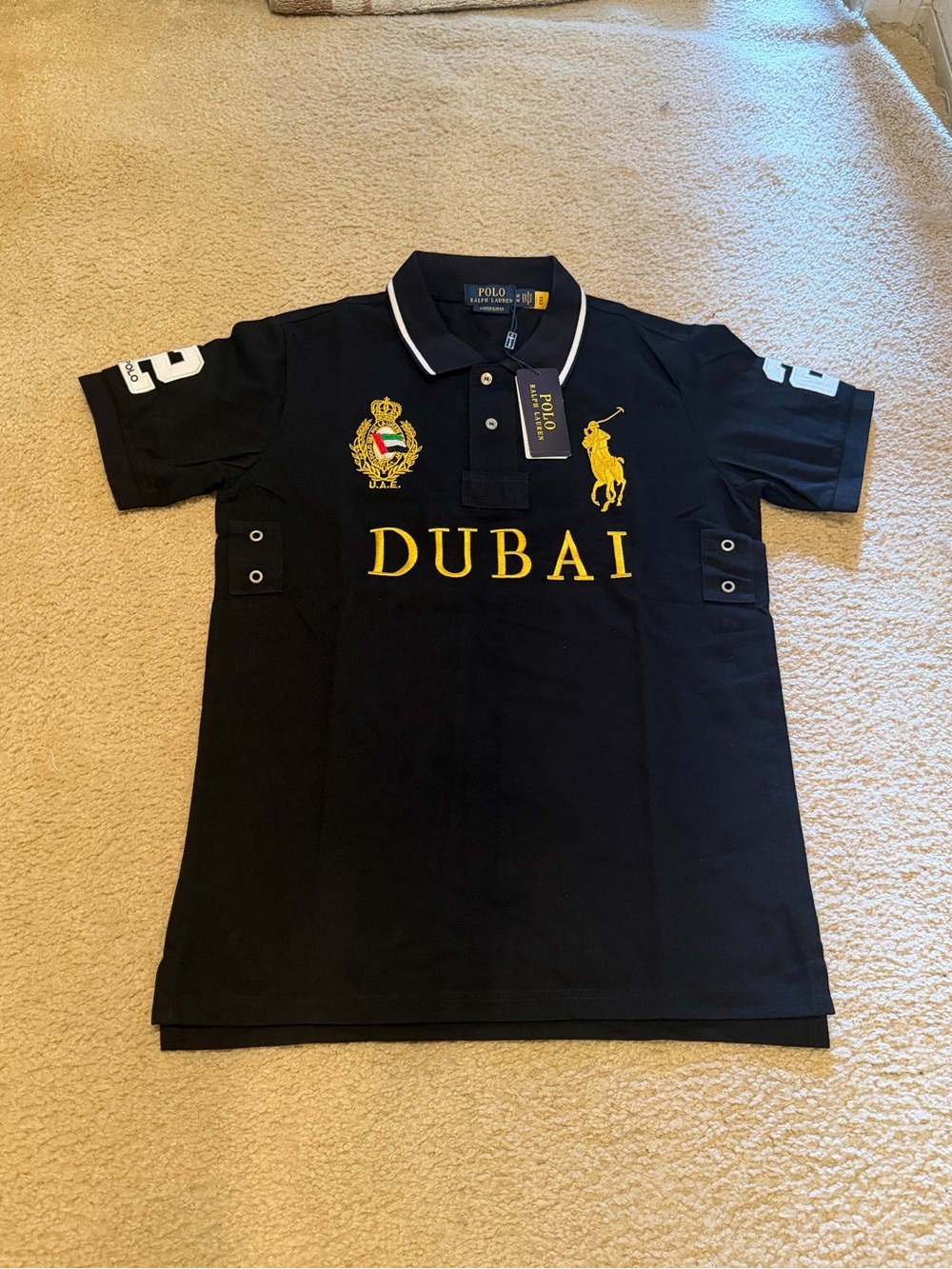 Polo by Ralph Lauren Black Polo Shirt with Yellow Dubai Embroidery